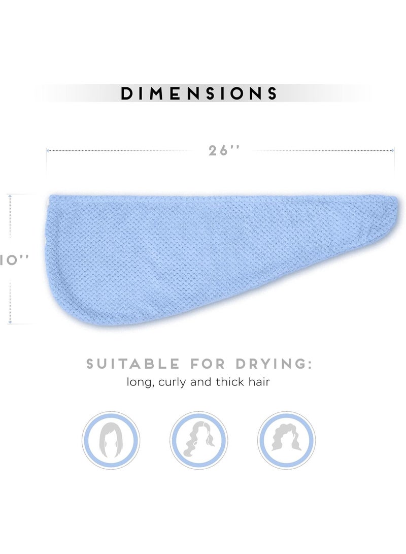 2 Pack Microfiber Hair Towel Wrap for Women, Anti Frizz Quick Drying Hair Turban for All Hair Style, Absorbent and Lightweight (Blue+Pink) - Image 3